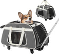 PETSFIT Large Pet Carrier with Wheels - Rolling, Roomy Carrier for Two