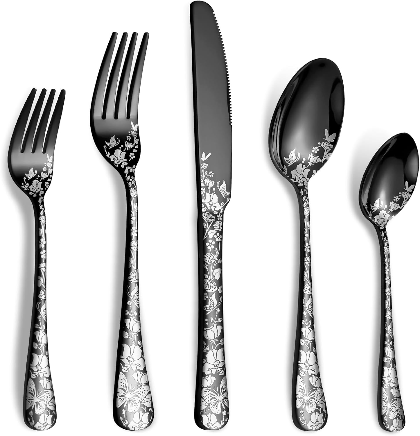 40 Piece Black Silverware Set for Elegant Dining Experience