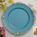 13 in Teal Gold Baroque Charger Plates - Set of 12