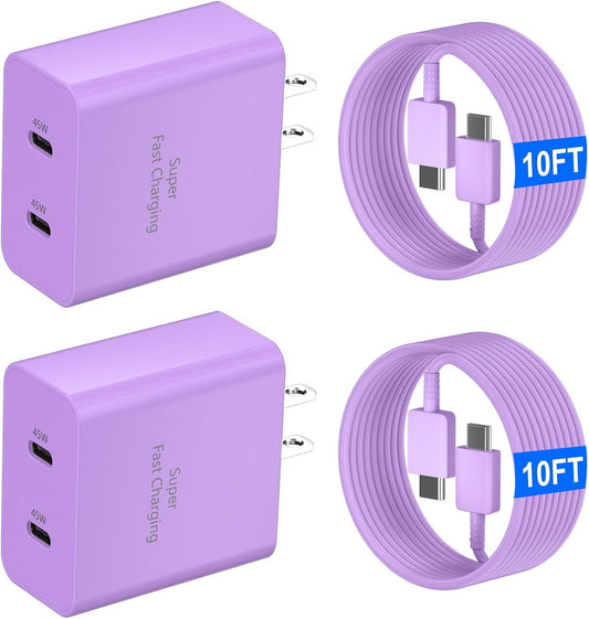 45W USB-C Super Fast Charger with 10FT Cable for Samsung Devices