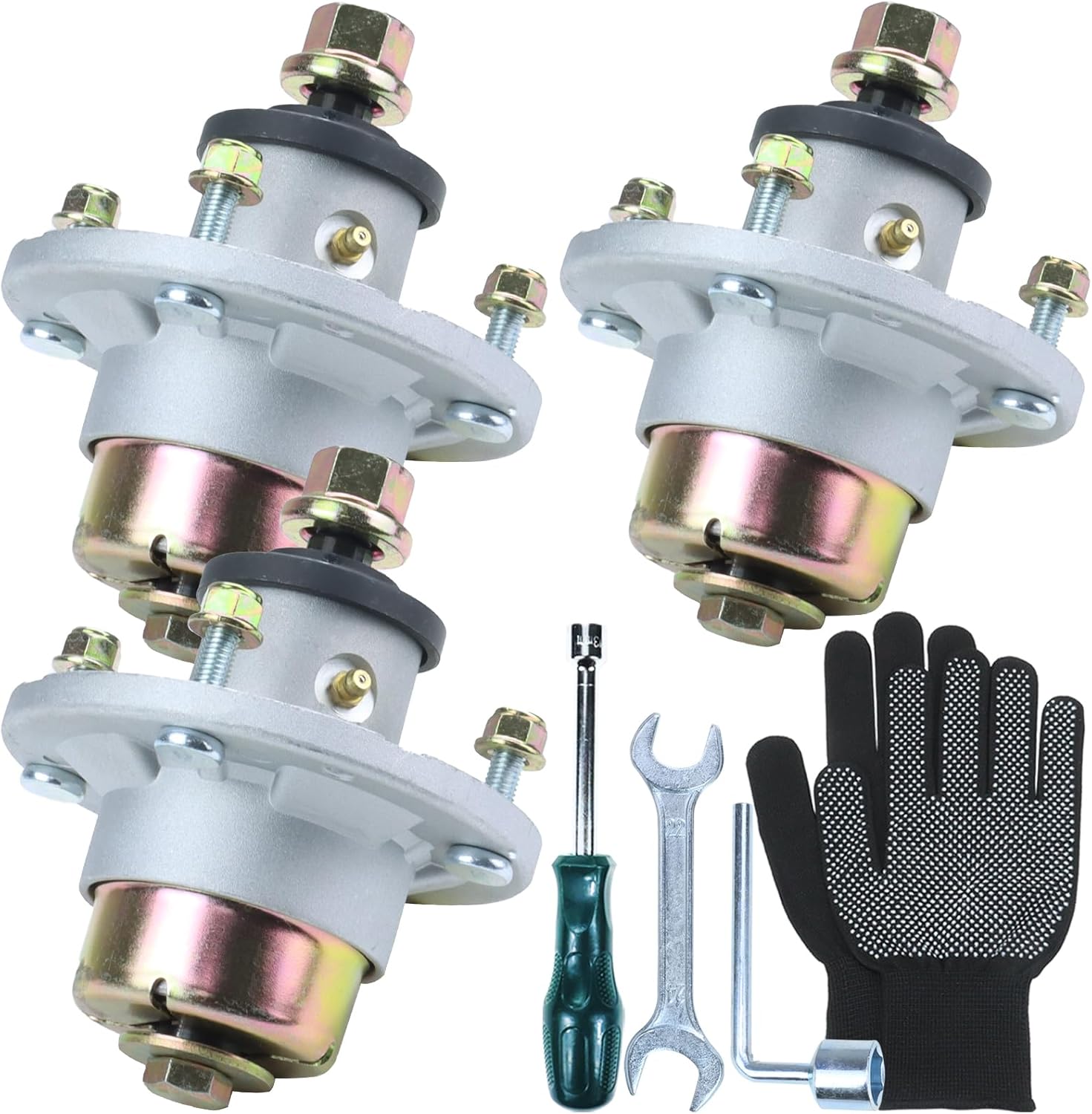 3 Pack Pre-Greased AM144608 Spindle Assembly for John Deere Mowers