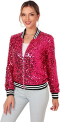 Womens Long Sleeve Sequin Open Front Zipper Jacket - Eye-Catching you