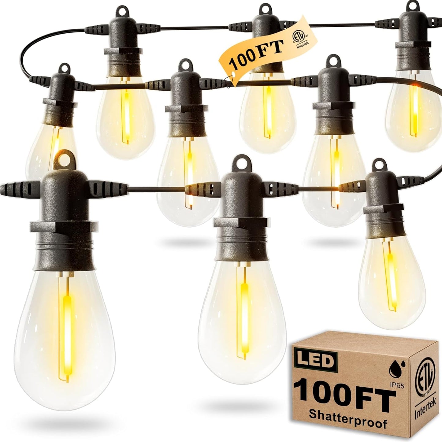 100FT LED Outdoor String Lights for Garden and Patio Decor