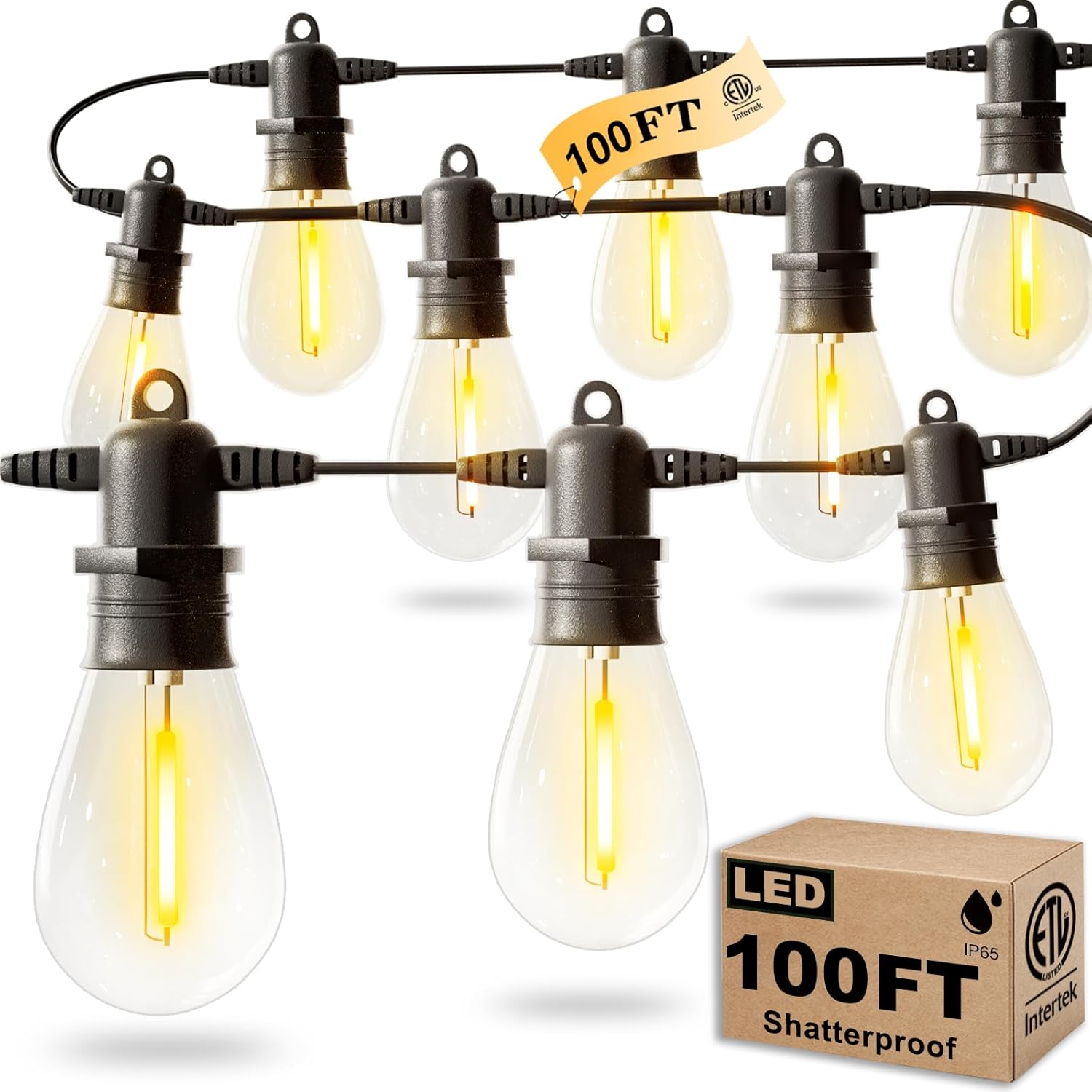 100FT LED Outdoor String Lights for Garden and Patio Decor