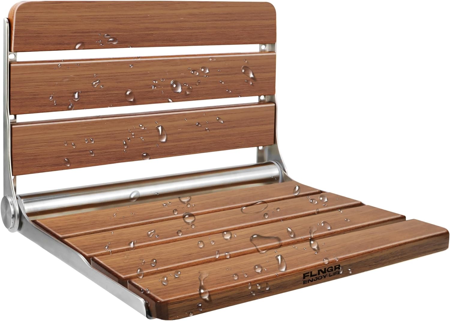 Space-Saving Teak Shower Bench - 400lbs Capacity for Seniors