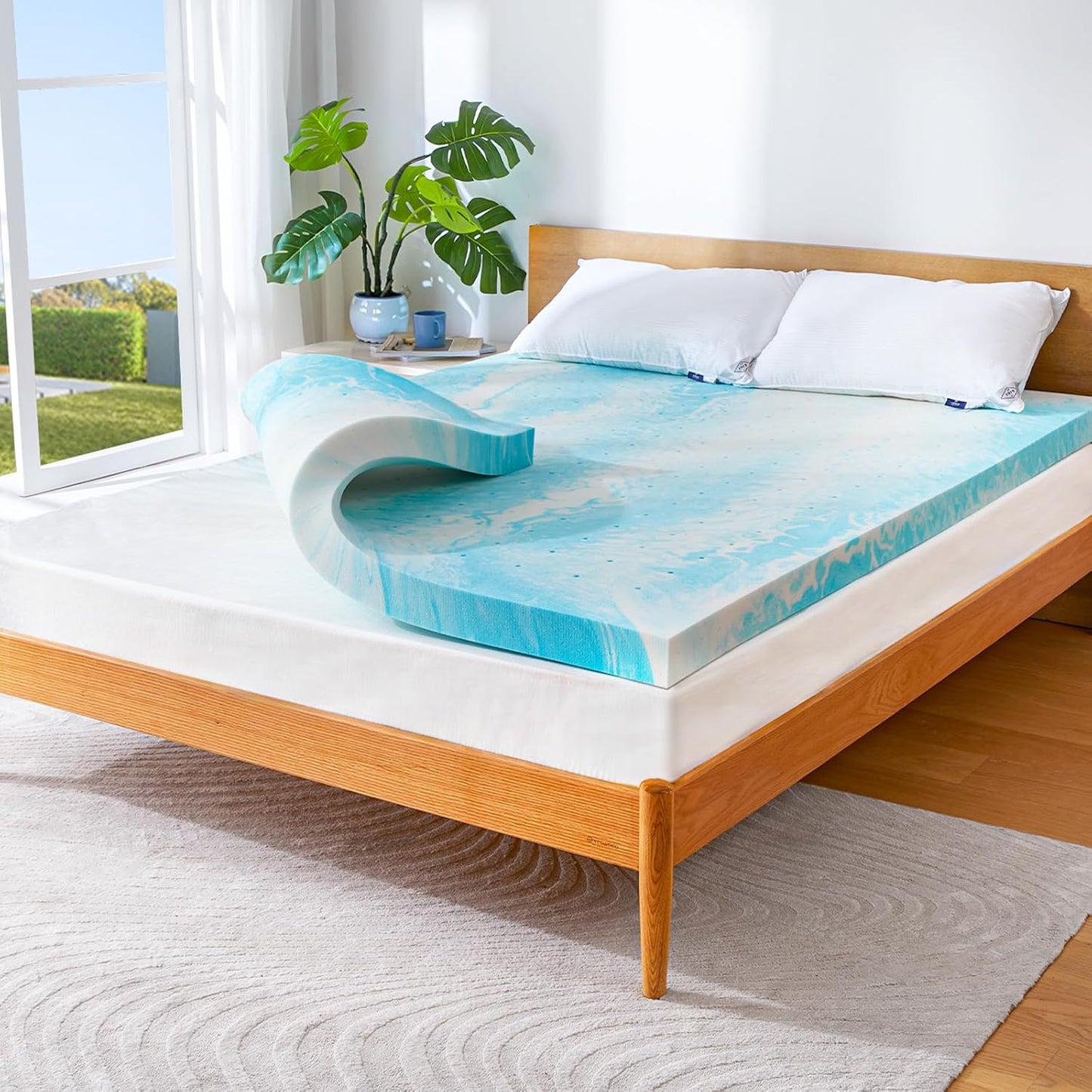 Marsail 3-inch Gel Memory Foam Mattress Topper for Queen Beds