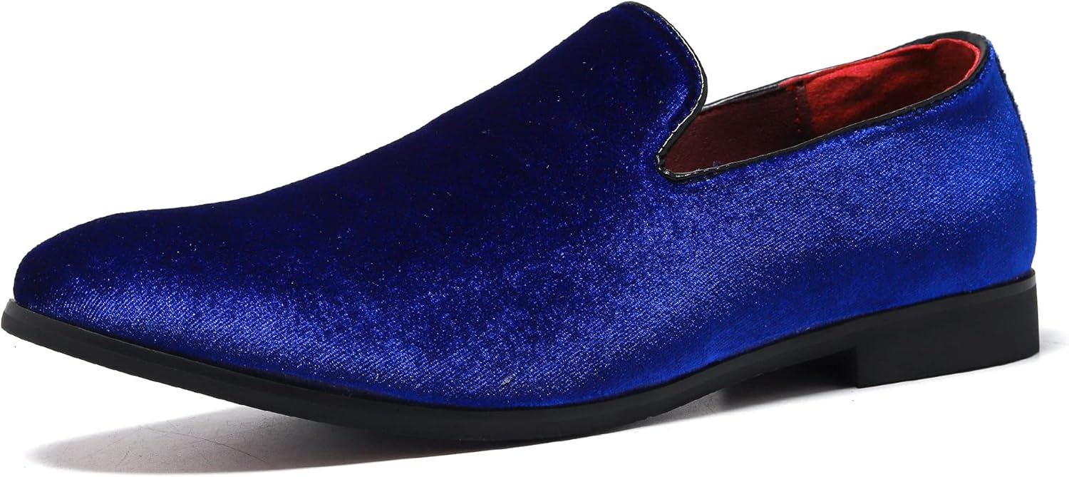 FLQL Men's Luxury Penny Loafer Slip-On Velvet Shoes for Parties