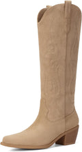 Pasuot Cowboy Knee High Boots for Women - Wide Calf Slip On
