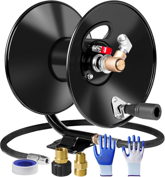 MEKOH Pressure Washer Hose Reel 50ft Heavy Duty 4000PSI