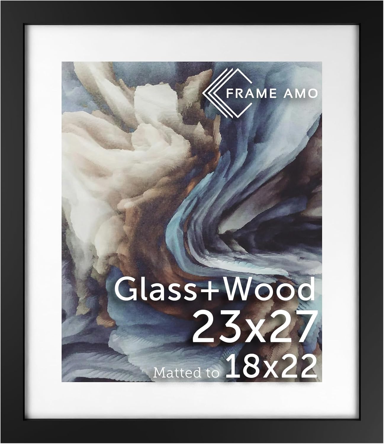 Solid Wood Poster Frame with White Mat for 18x22 Images