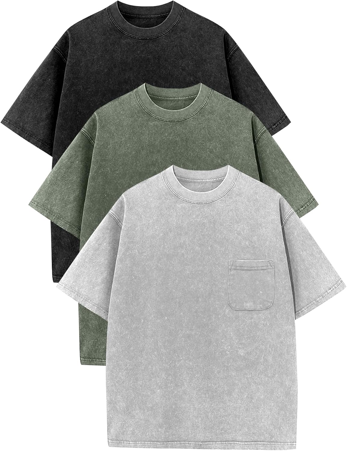 COZYPOIN 3 Pack Kids Acid Washed T-Shirts for Summer Fun