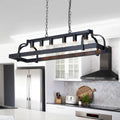 6-Light Metal Pot Hanging Rack Chandelier Black - Farmhouse Kitchen