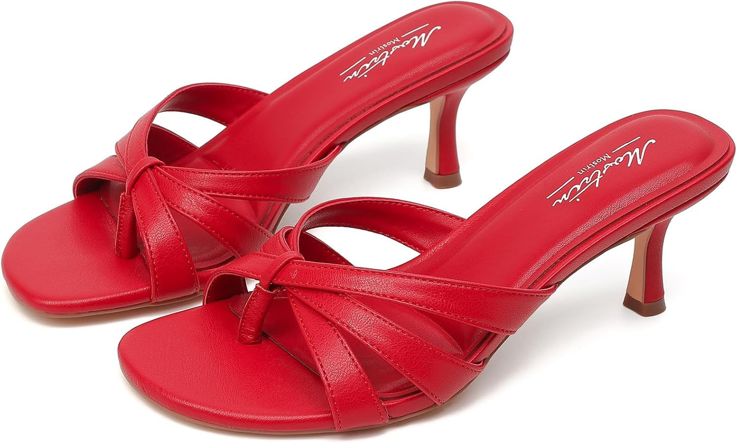 Mostrin Strappy Kitten Heels for Women - Chic Open Toe Mules