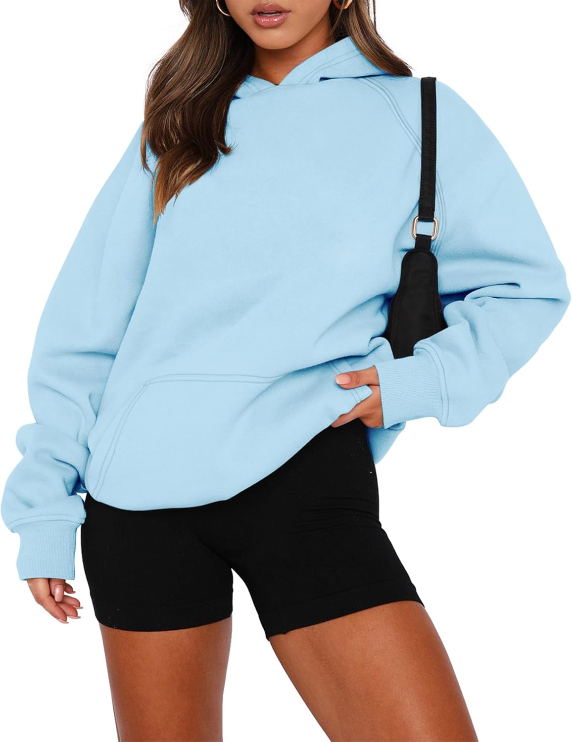 onlypuff Women Pullover Sweatshirt with Kangaroo Pocket Style