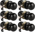 KNOBWELL Matte Black Door Knob 6 Pack - Easy Install Passage Set