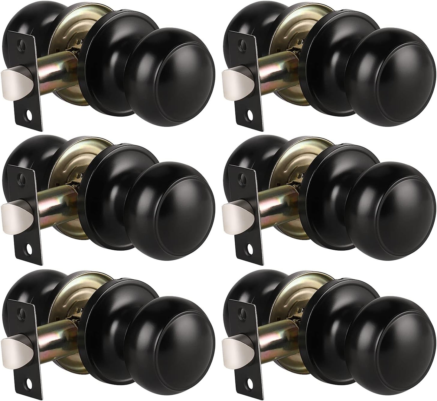 KNOBWELL Matte Black Door Knob Set - Easy Install Passage Knobs