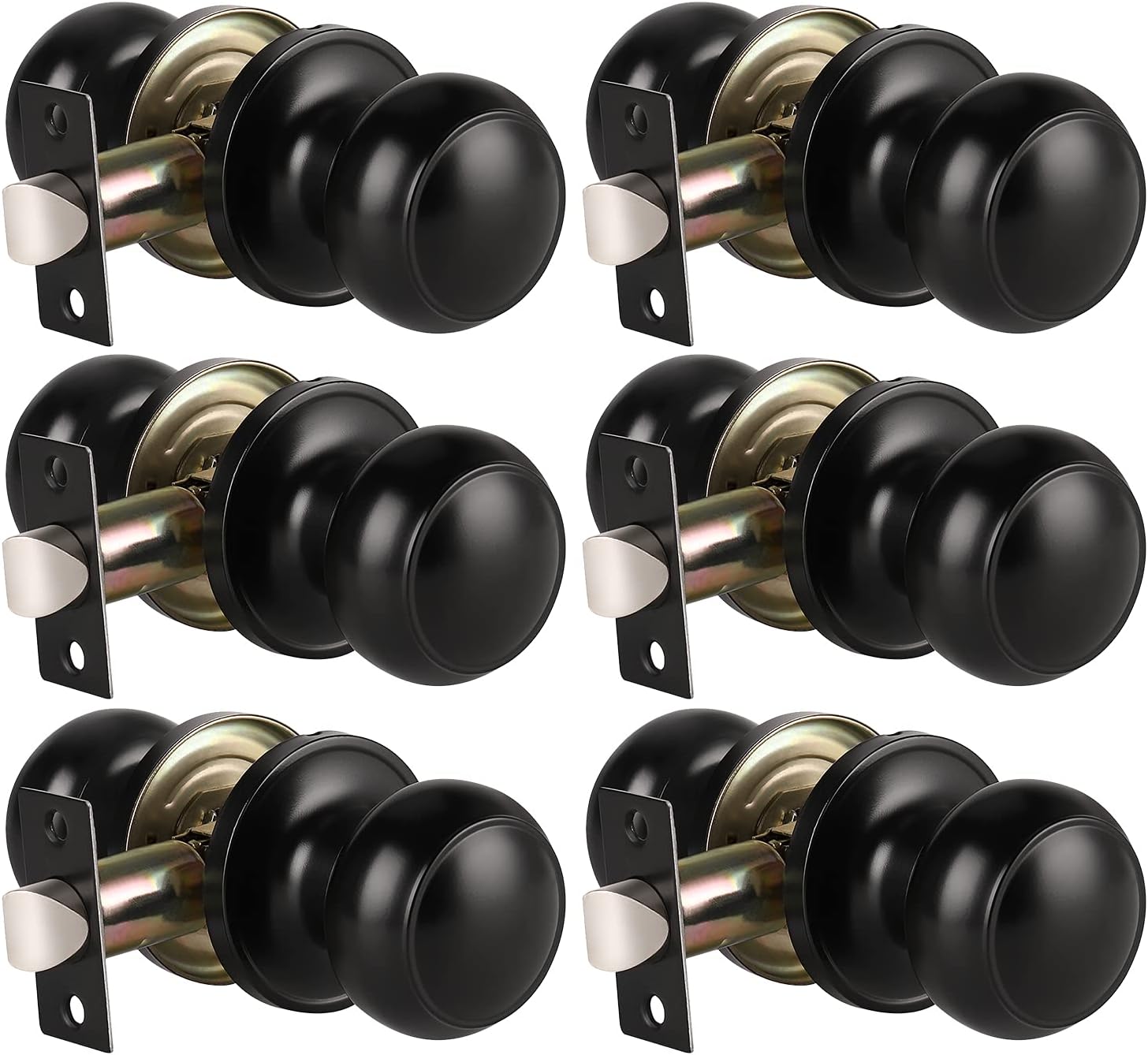 KNOBWELL Matte Black Door Knob Set - Easy Install Passage Knobs