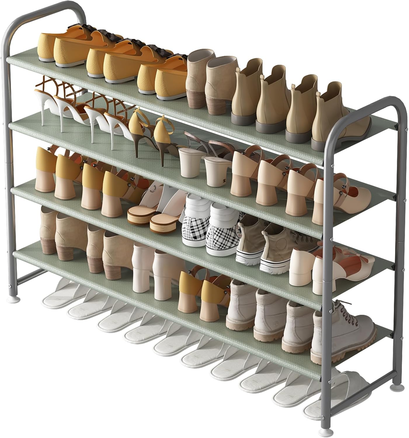 4 Tier Metal Shoe Rack Organizer for Closet and Entryway Storage