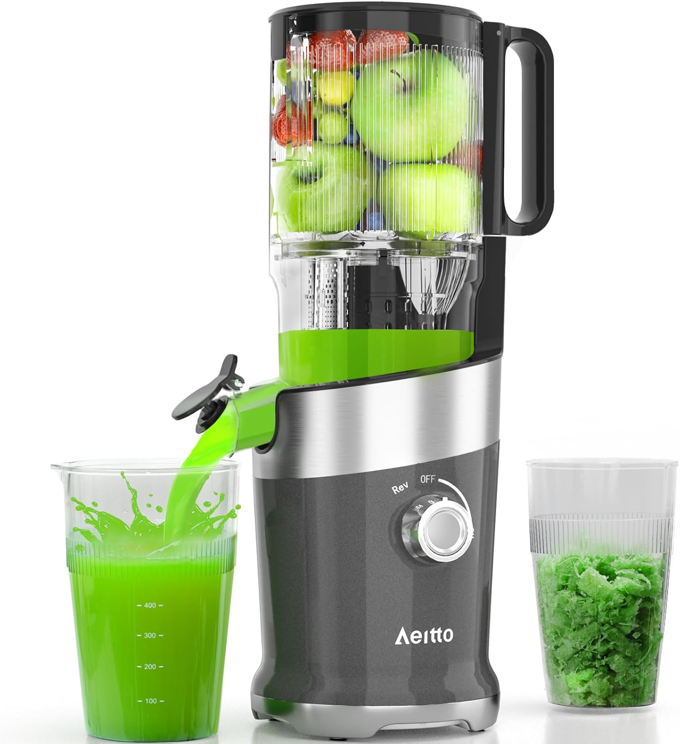 Aeitto Cold Press Juicer with Large Feed Chute for Whole Fruits