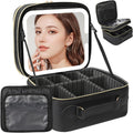 Travel Makeup Bag with LED Mirror Double Layer - Travel Friendly