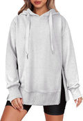 Women Oversized Hoodie Pullover with Side Zipper - Lightweight Fleece