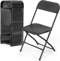 VINGLI 12 Pack Black Plastic Folding Chair - Sturdy Portable Seating