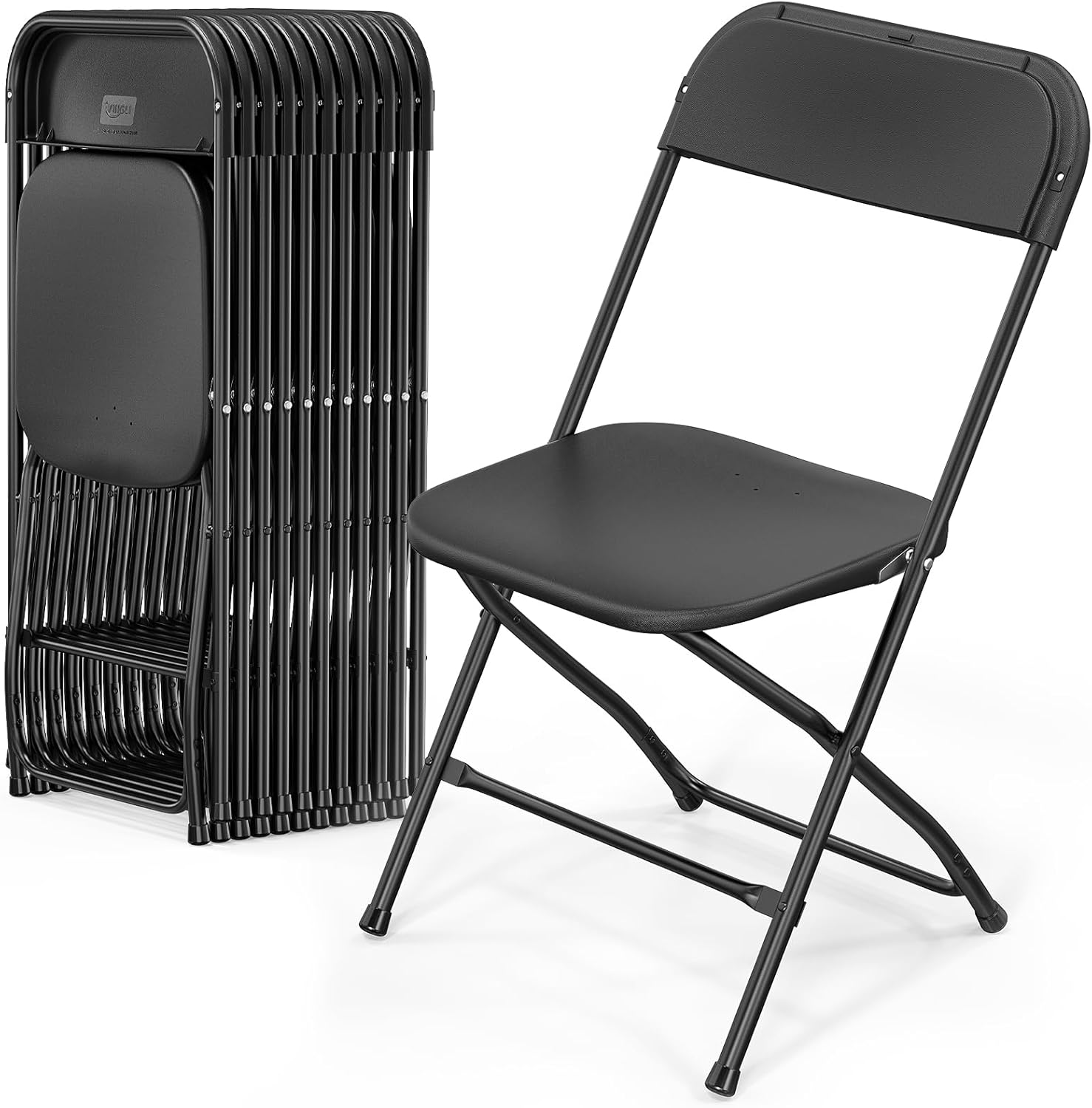 VINGLI 12 Pack Black Plastic Folding Chairs for Events and More