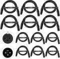DMX Cable 3.2 ft 12 Pack - Flexible 3 Pin XLR Cables for Stage
