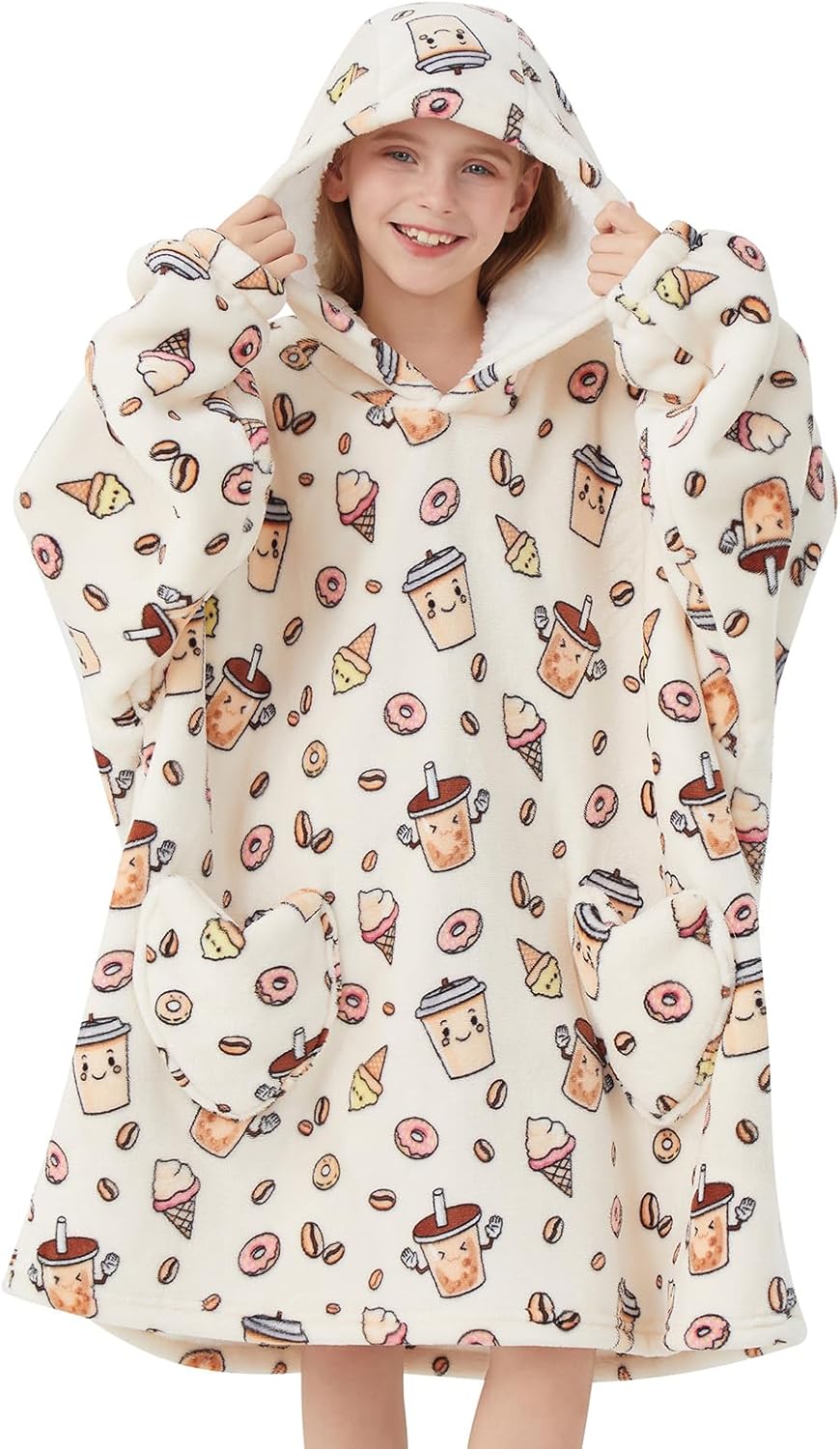 Wearable Blanket Hoodie for Kids - Oversized Sherpa Comfort