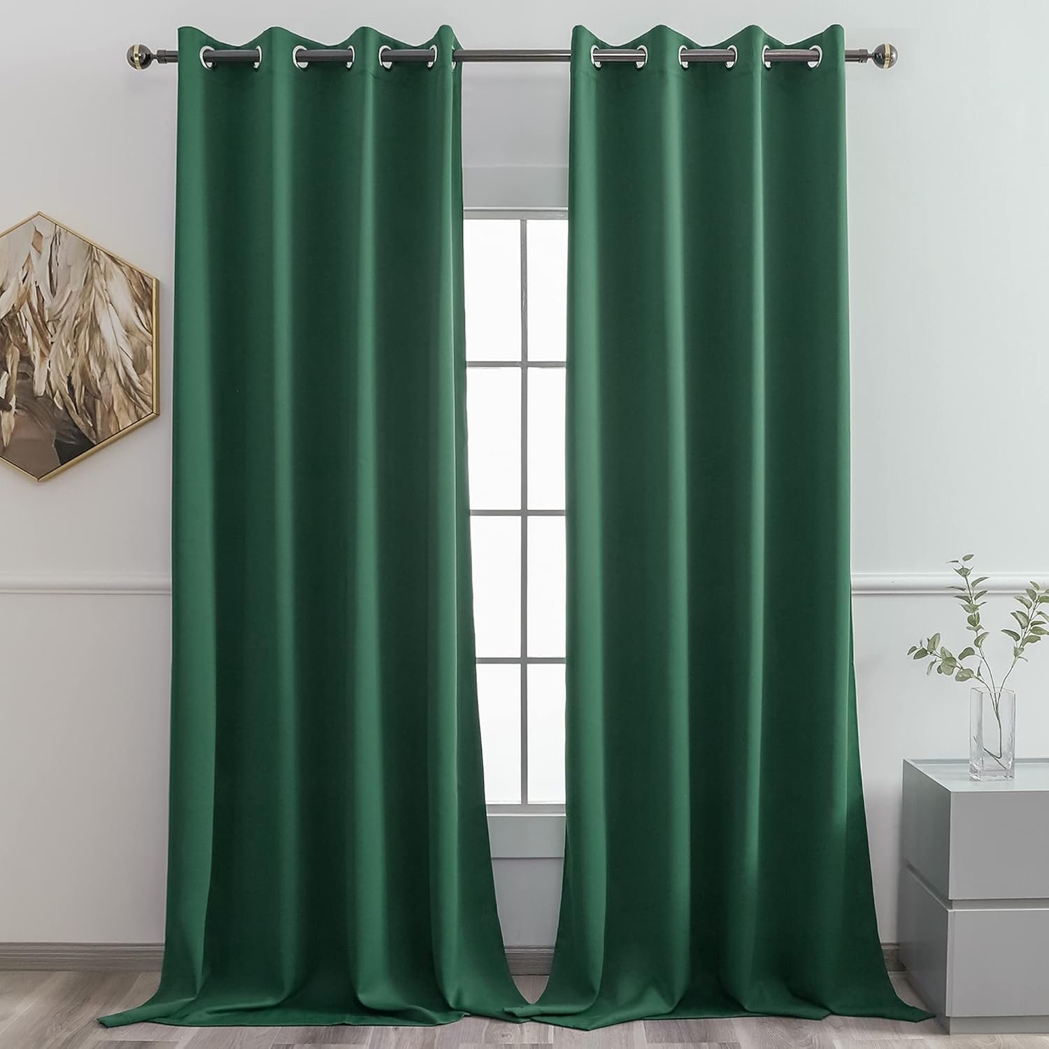 YGO Sleep Well Blackout Room Darkening Curtains in Hunter Green