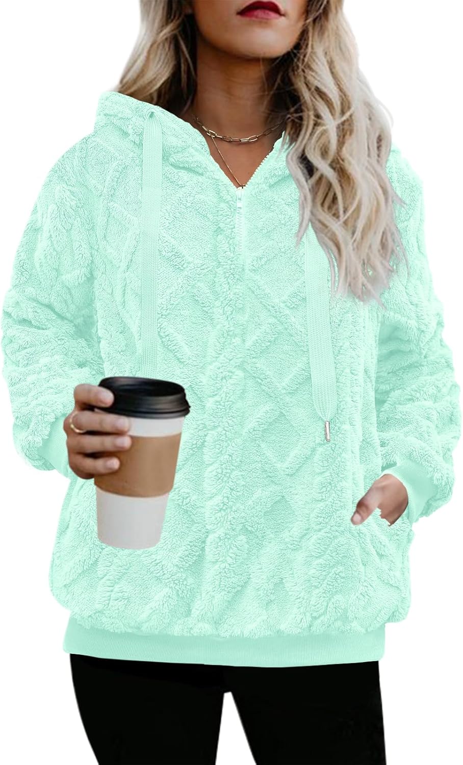 Nirovien Womens Sherpa Pullover Oversized Fuzzy Hoodie for Comfort