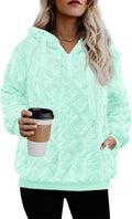 Nirovien Womens Sherpa Pullover Fuzzy Hoodie - Oversized Cozy Plaid