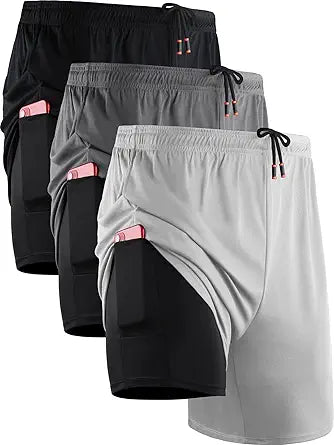 NELEUS Men's 2 in 1 Running Shorts with Liner for Comfort