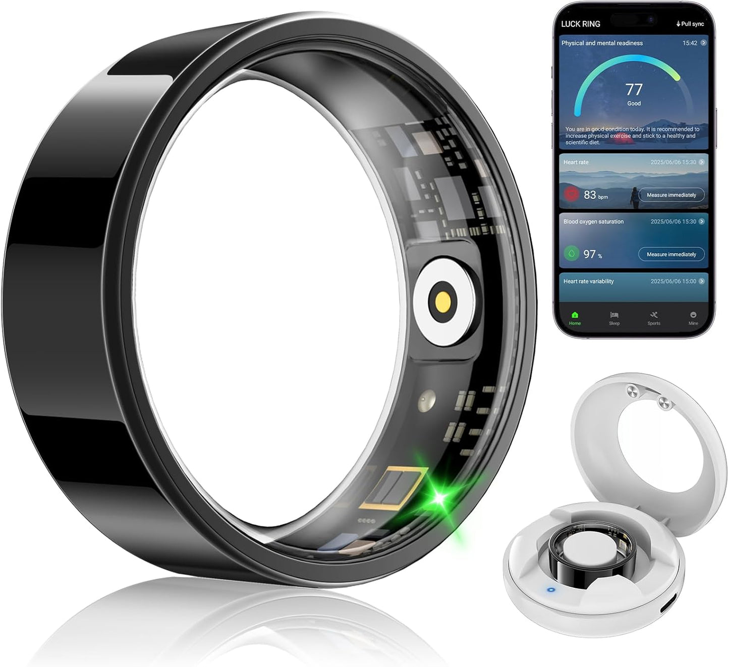 Smart Fitness Ring for Health Tracking with Waterproof Design
