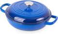 Shallow Cast Iron Casserole with Lid - Enamelled 2.3-Quart Pot