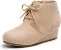 DREAM PAIRS Girls Low Wedge Heel Booties for Kids 1.75ftin