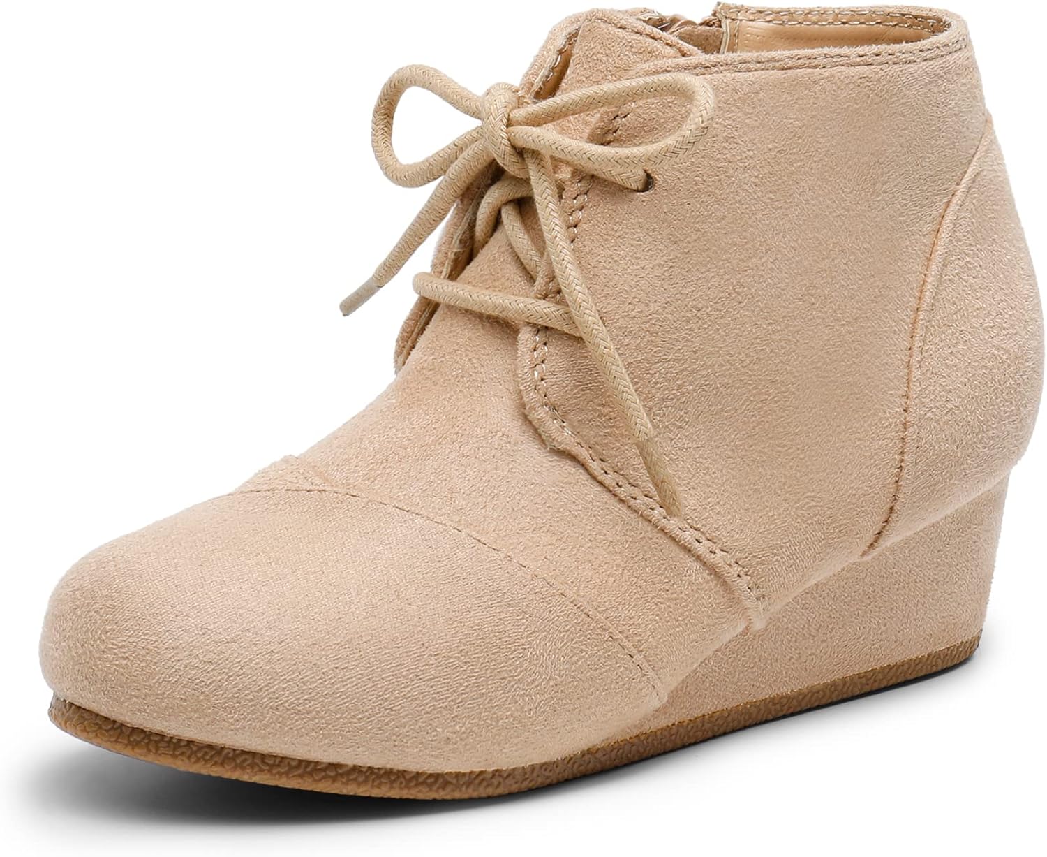 DREAM PAIRS Girls Low Wedge Heel Booties for Kids 1.75ftin