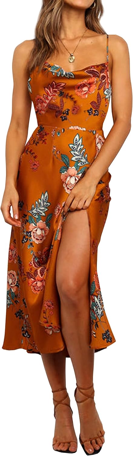 Satin Cowl Neck Slip Dress - Sexy & Elegant