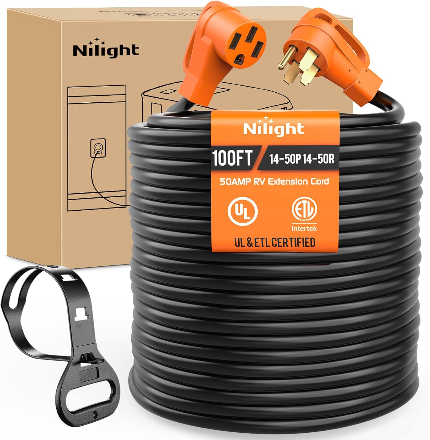 Nilight 50 Amp 100FT RV EV Extension Cord for Heavy Duty Use