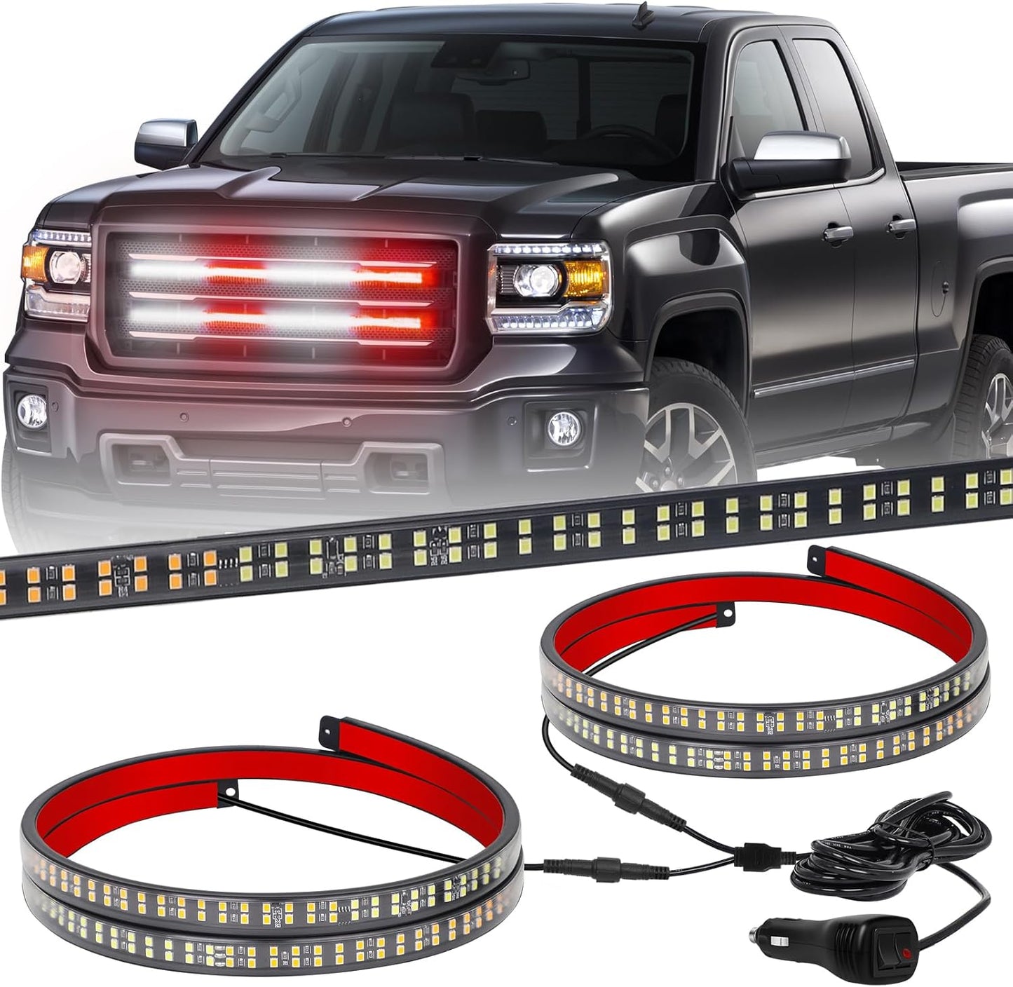 XRIDONSEN 2PCS 24 inch Truck Grill Emergency Lights Strip