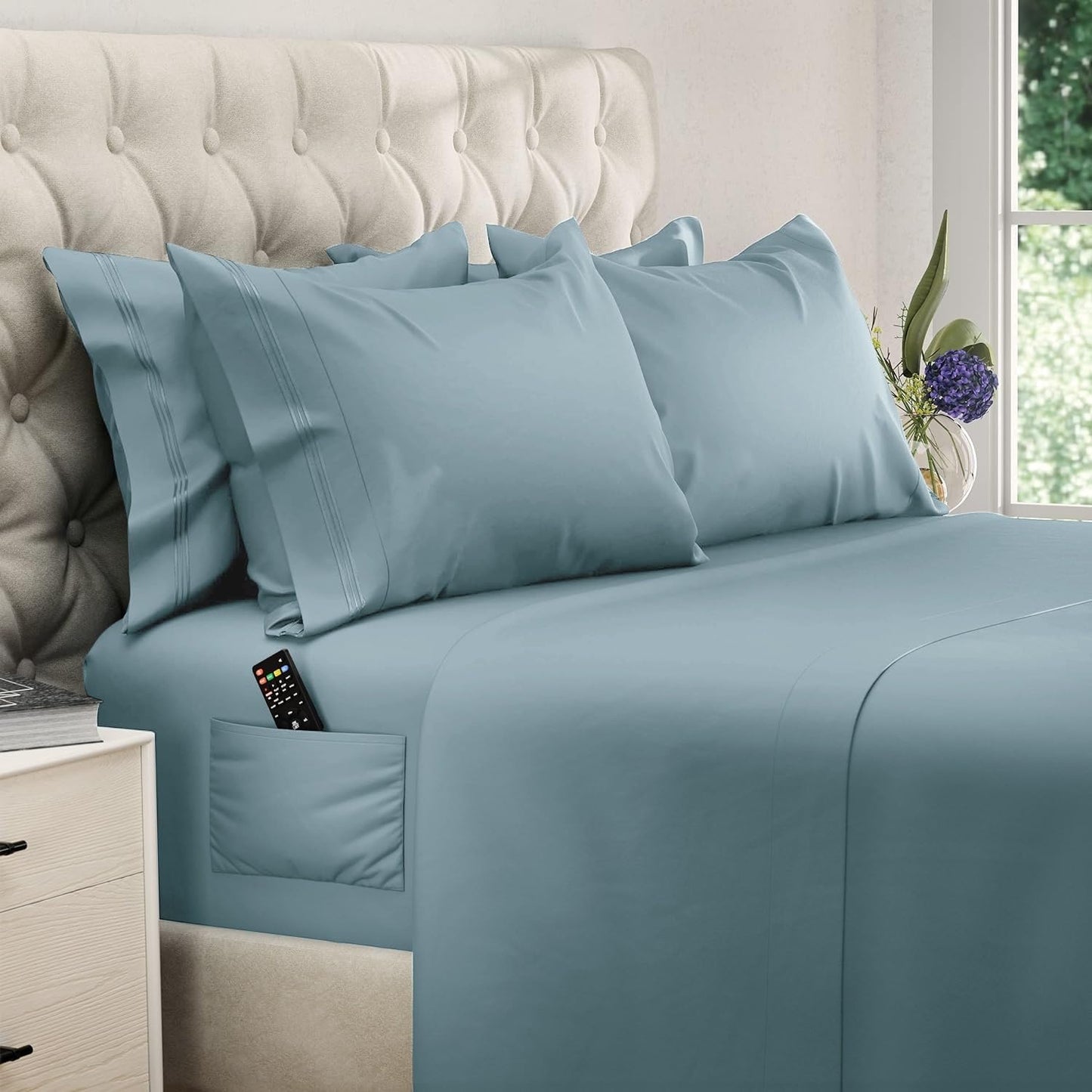 DreamCare Queen Sheet Set with Extra Deep Pockets and Side Pocket