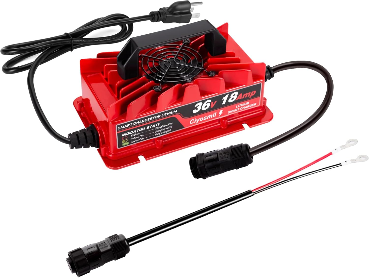 IP65 Waterproof Lithium Battery Charger for 36V LiFePO4 - Ideal for Golf Carts | Ciyosmil