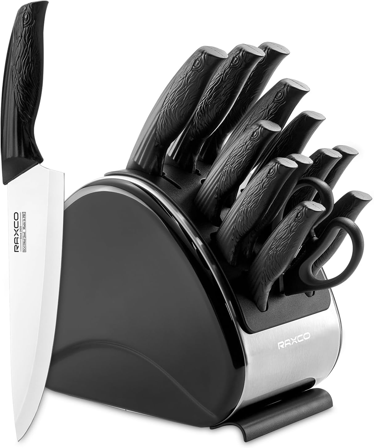 RAXCO 15-Piece German Stainless Steel Chef Knife Set for Kitchen
