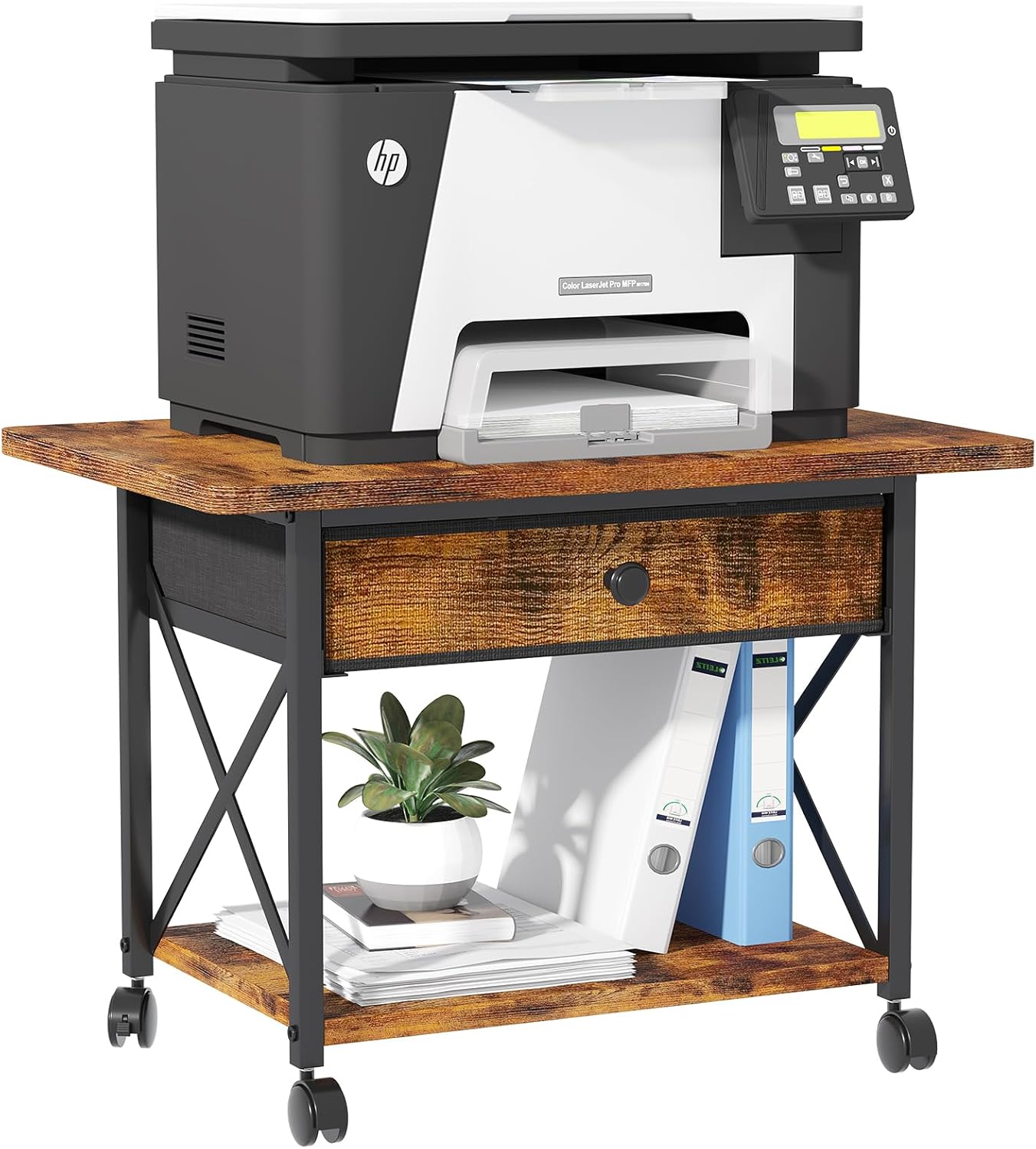 Extended Desktop Printer Stand with Storage Drawer for Home Office