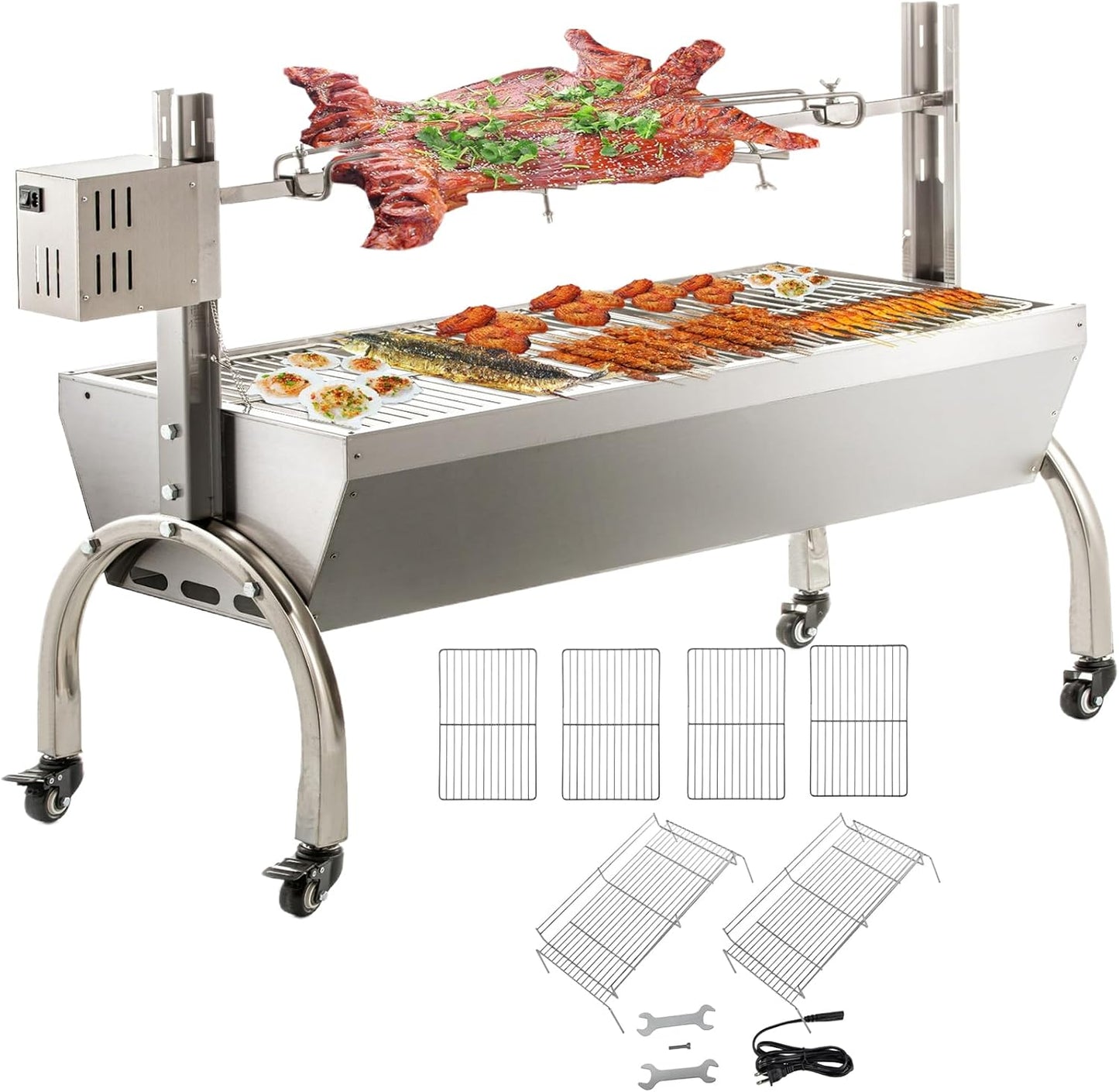 50W Rotisserie Grill Roaster for Outdoor BBQ and Camping