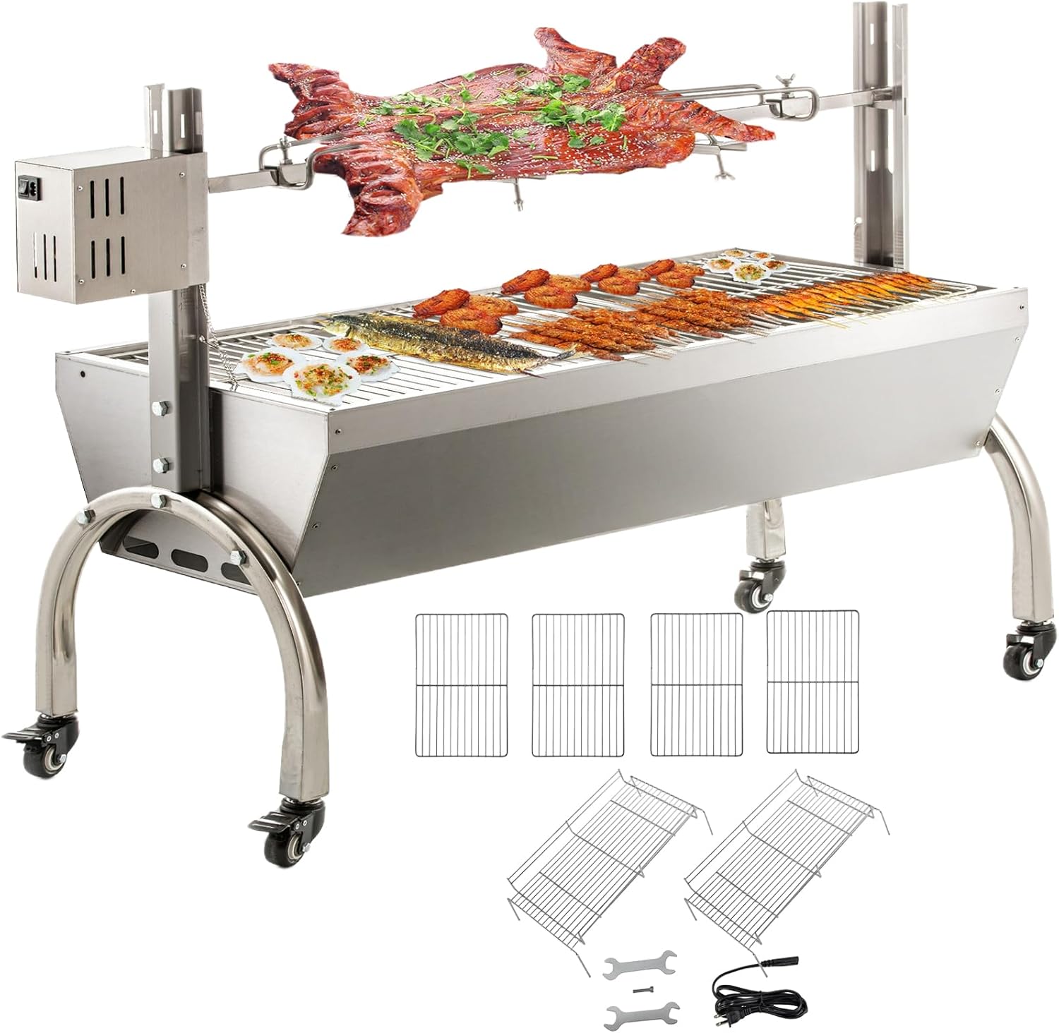 50W Rotisserie Grill Roaster for Outdoor BBQ and Camping