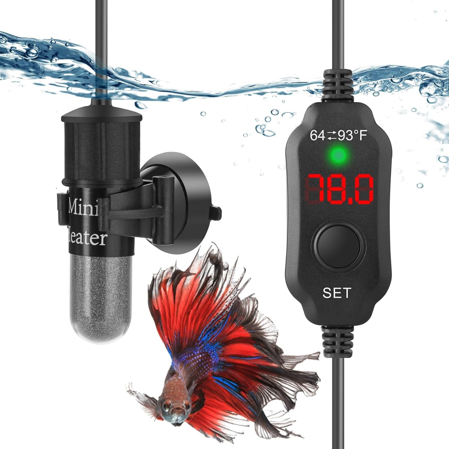 Adjustable Betta Heater 30W: Precise Digital Thermostat, FUMAK