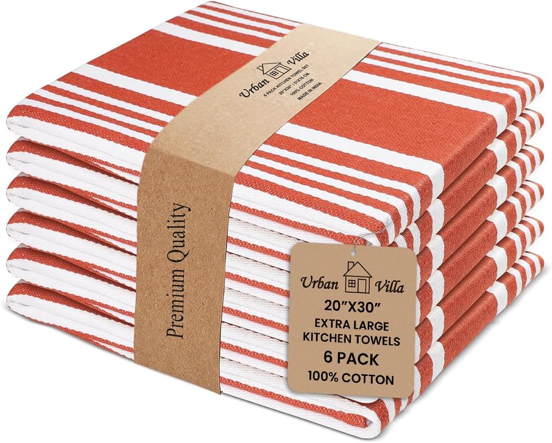 Urban Villa Fall Kitchen Towels 100% Cotton Pack of 6 Soft