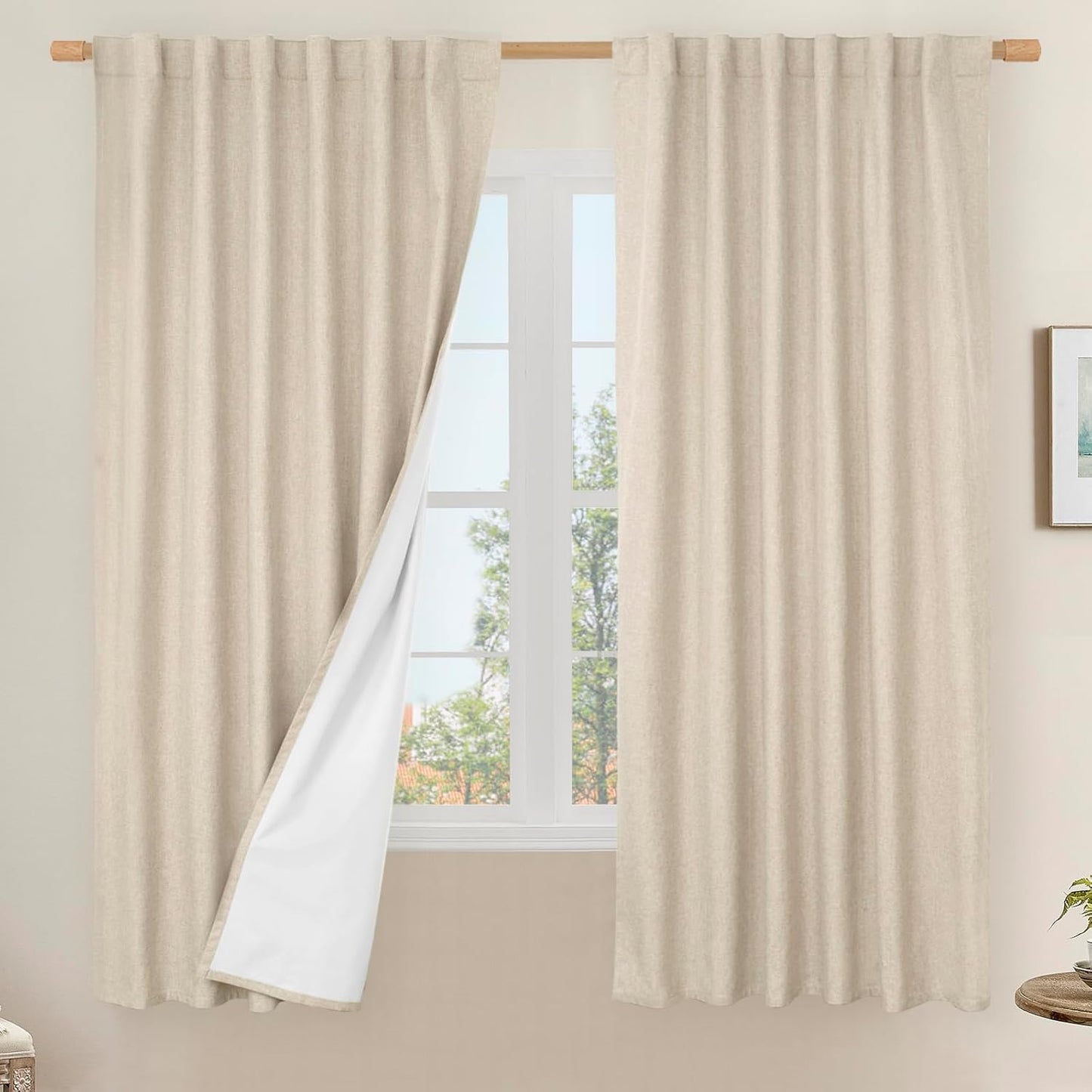 100% Blackout Natural Linen Curtains for Elegant Home Decor