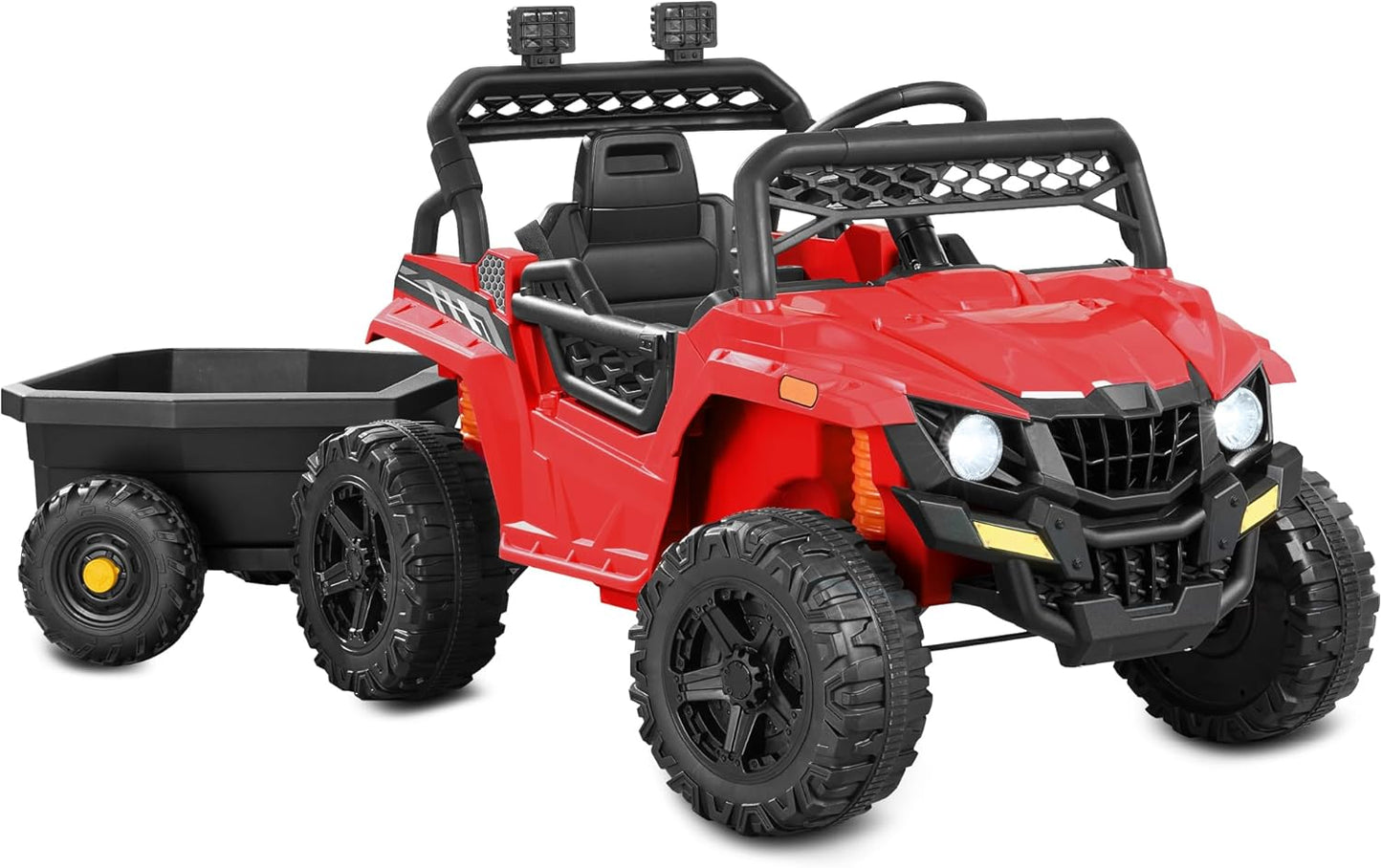 Kids 12V Electric Ride On UTV Car with Trailer and Bluetooth